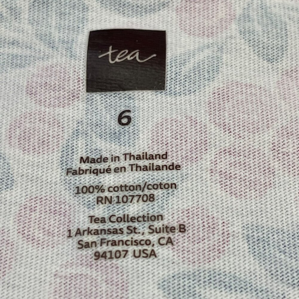 Tea Collection Floral Knit Dress Girls 6 Cotton Faux Layered Long‎ Sleeves FLAW - Picture 5 of 9